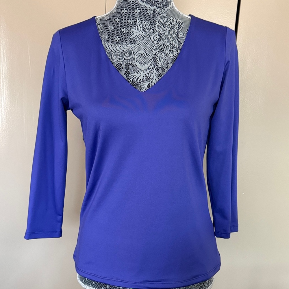 Boston Proper Royal Blue V-Neck Long Sleeve Top